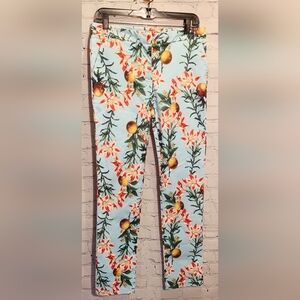 Ovi Light Blue Pants with Red and Green Floral Design